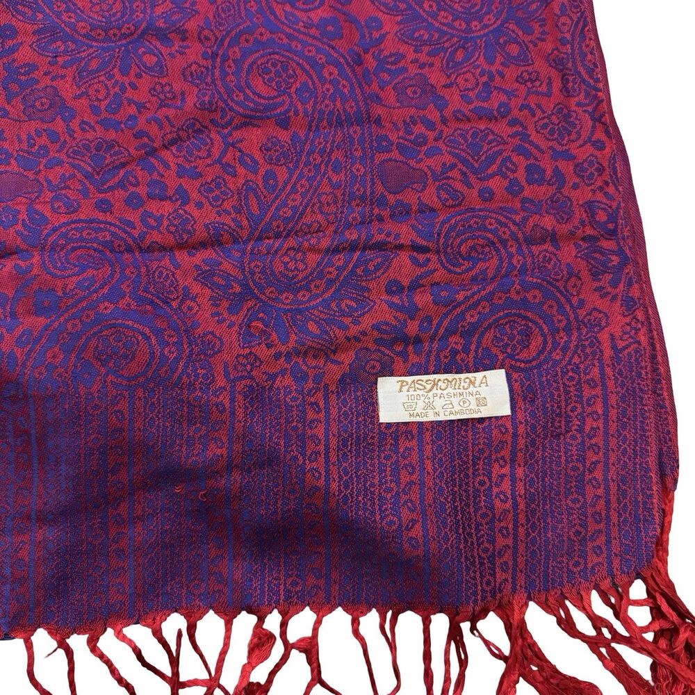 Pashmina Cashmere Scarf Wrap Pink Purple Paisley Timeless Luxury Beautiful Shawl